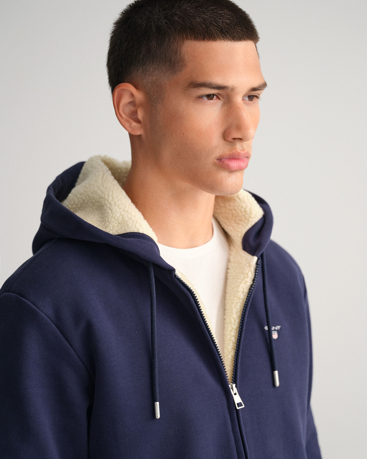 Fleecekankainen sherpa-vetoketjuhuppari