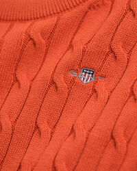 Kids-malliston puuvillainen Shield-palmikkoneulepusero, jossa pyöreä pääntie