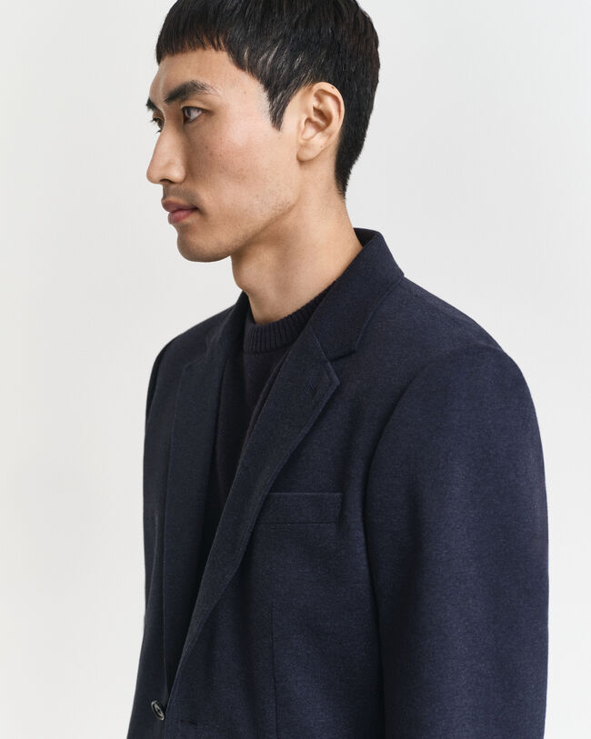 Slim fit ‑mitoitettu kaksivärinen jerseykankainen pikeebleiseri