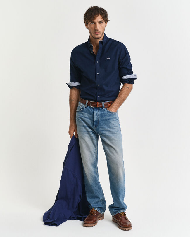 Slim fit ‑mitoitettu joustava oxford-paita