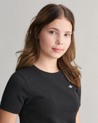 Teen Girls ‑malliston ribbineulottu Shield‑t‑paita