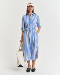 Popliinikankainen raidallinen paitamekko