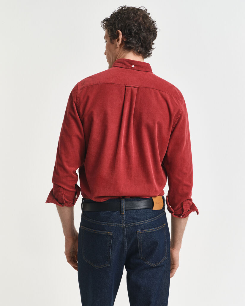 Regular fit ‑mitoitettu puuvillainen vakosamettipaita