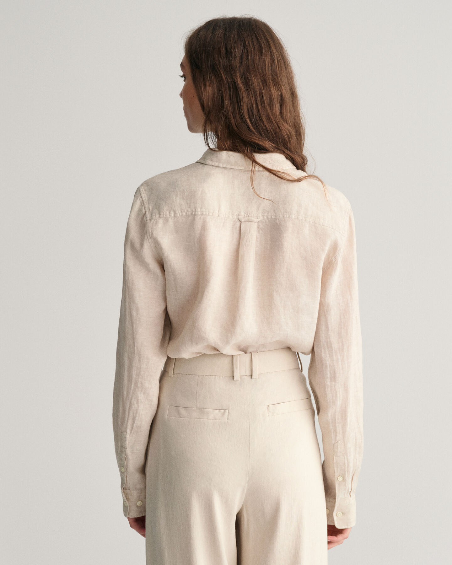 Regular fit ‑mitoitettu pellavainen chambray-paita