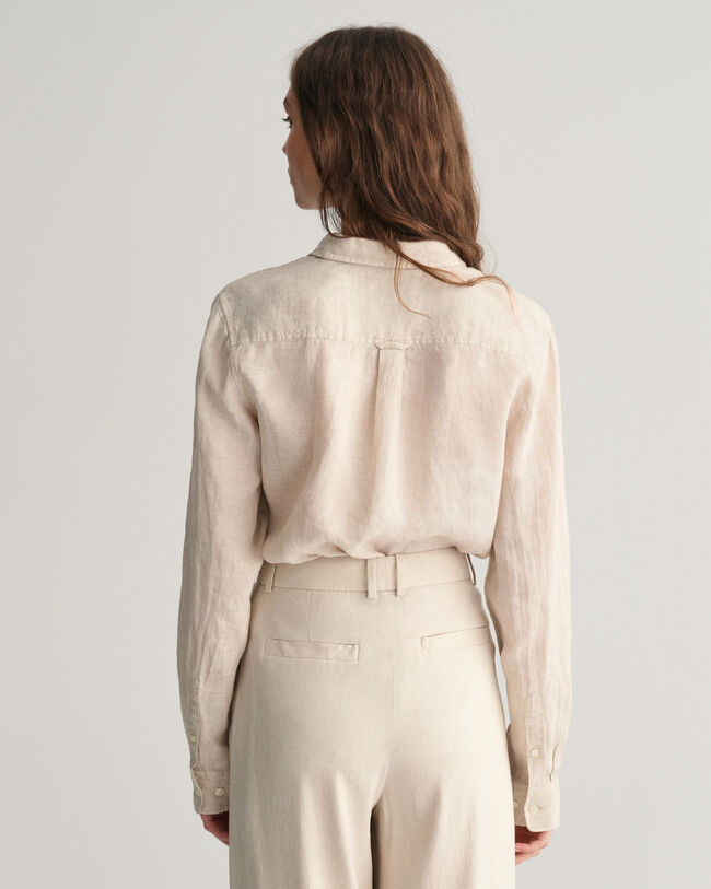 Regular fit ‑mitoitettu pellavainen chambray-paita