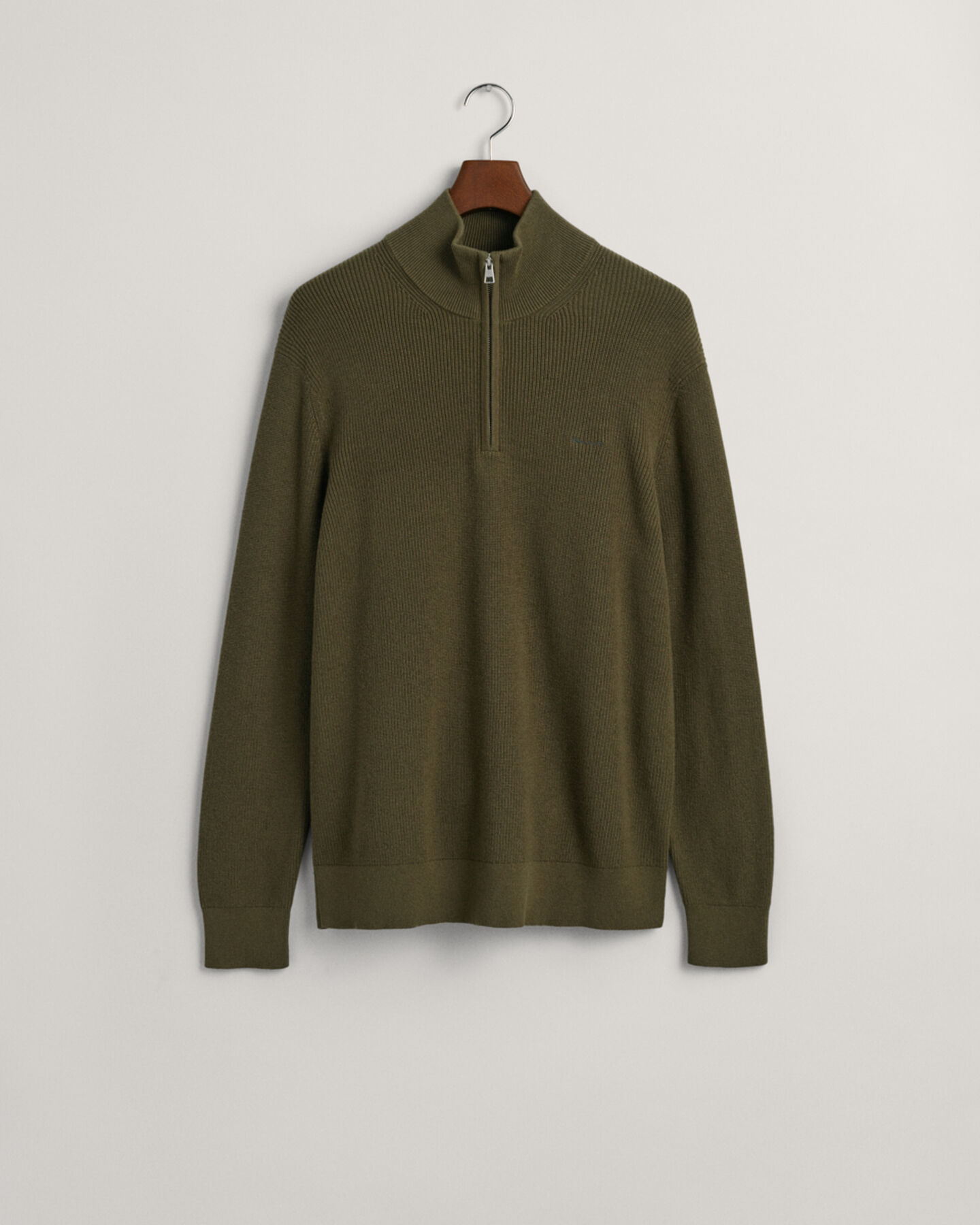 Puolivetoketjullinen ribbineulepusero puuvillan ja villan sekoitteesta