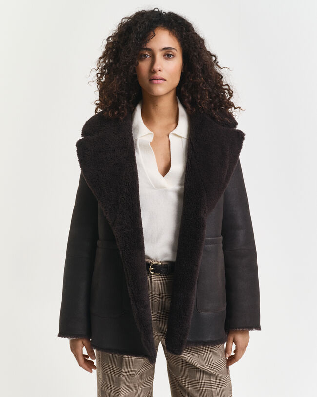 Käännettävä shearling-kansitakki