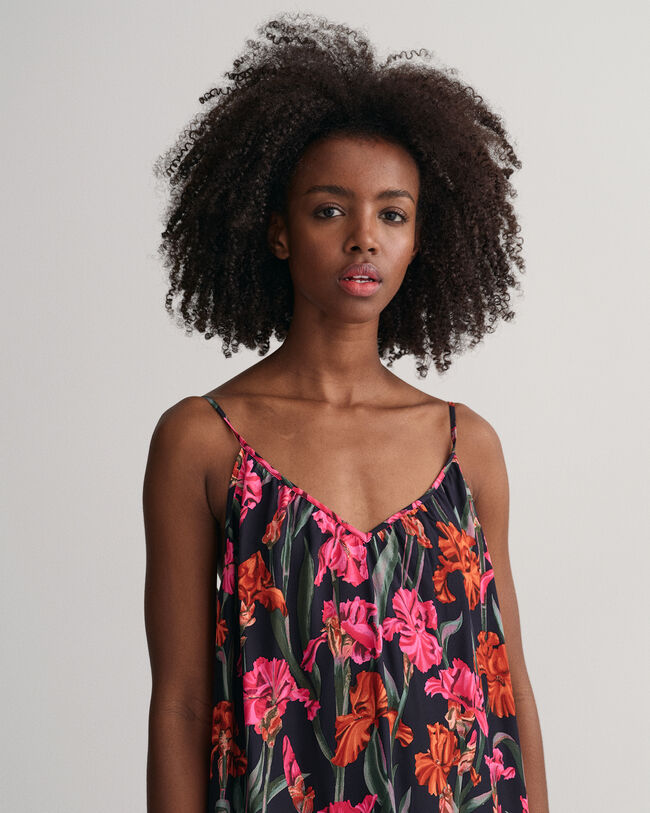 Printtikuvioitu kapeaolkaiminen maksimekko