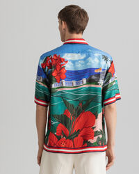 Relaxed fit ‑mitoitettu lyhythihainen Scenery-silkkipaita