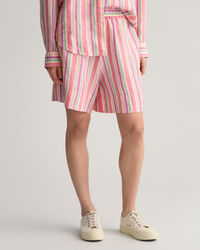 Raidalliset pull-on-pellavashortsit