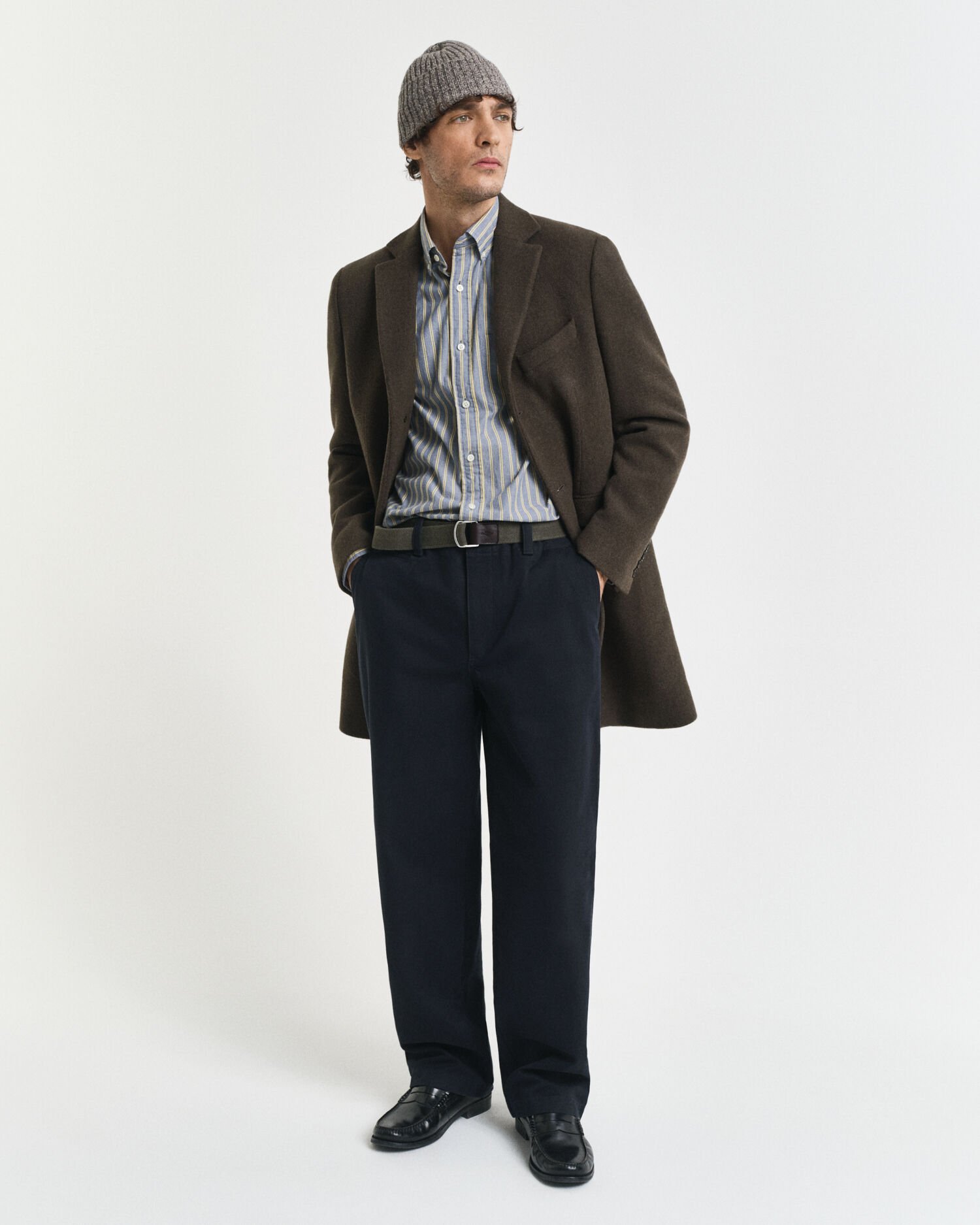 Regular fit ‑mitoitettu raidallinen Archive-popliinipaita