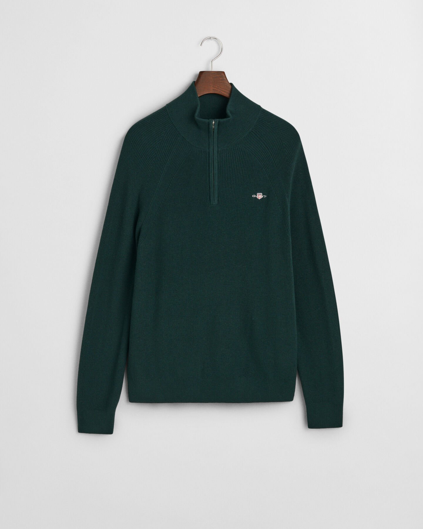 Joustinneulepusero puuvillan ja villan sekoitteesta, vetoketjukaulus