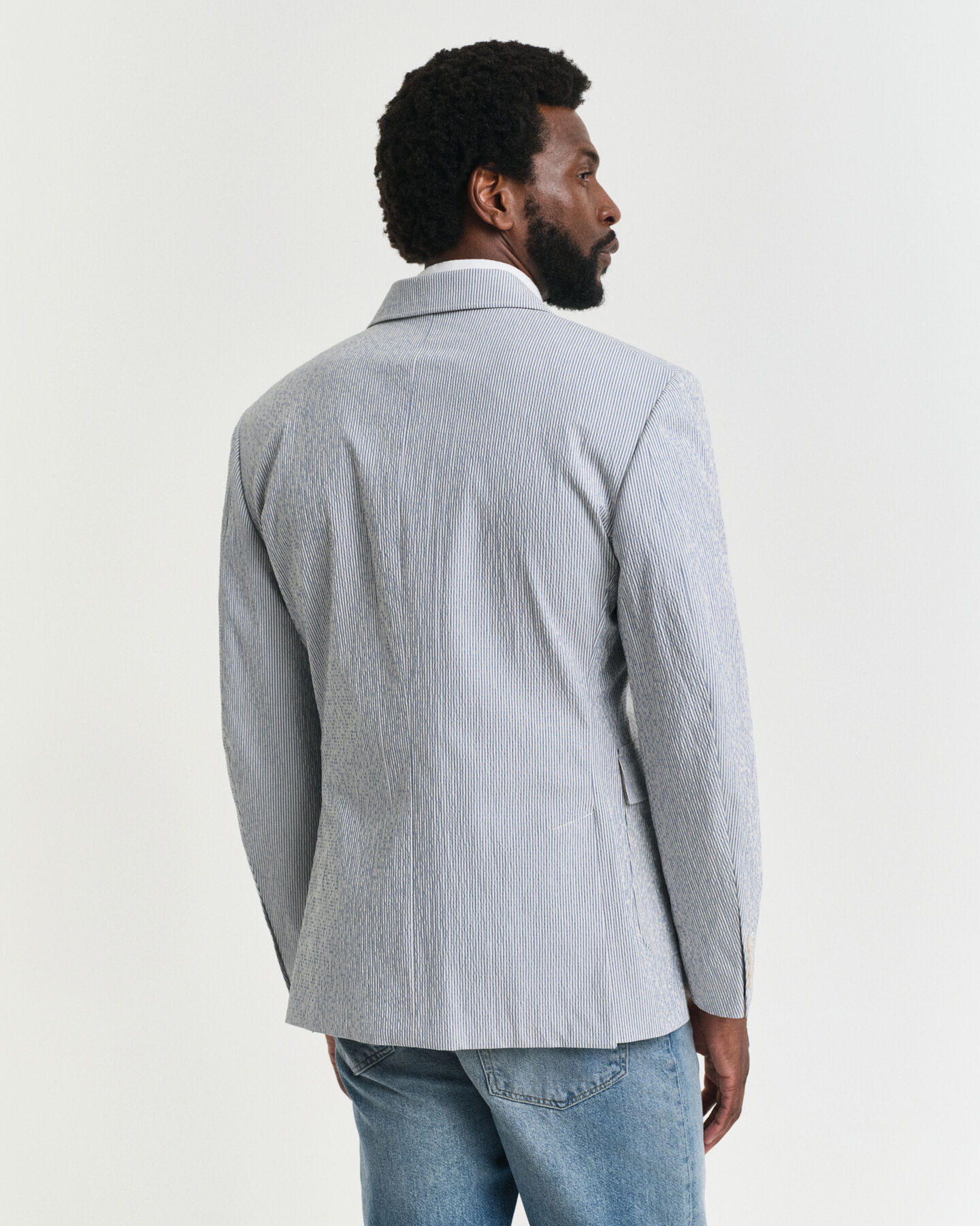 Slim fit ‑mitoitettu seersucker-puvuntakki