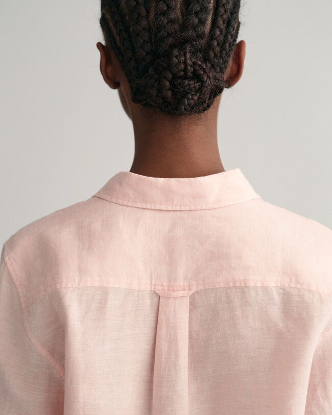 Regular fit ‑mitoitettu pellavainen chambray-paita