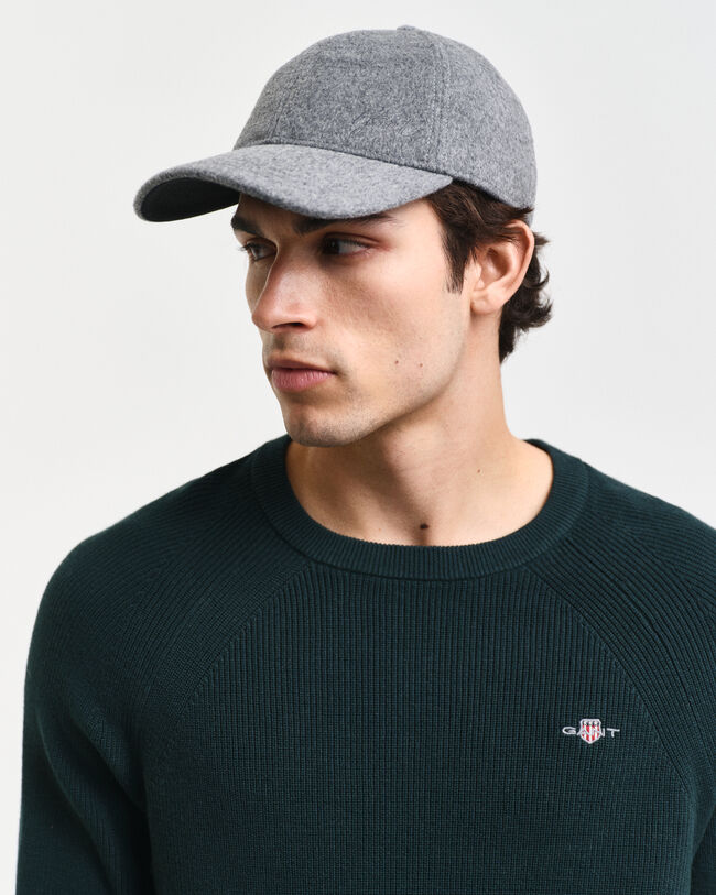 Joustinneulepusero puuvillan ja villan sekoitteesta, py&ouml;re&auml; p&auml;&auml;ntie