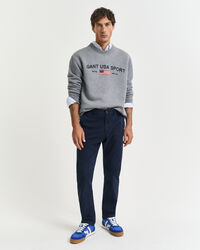 Slim fit ‑mitoitetut dobby-kudotut chinot