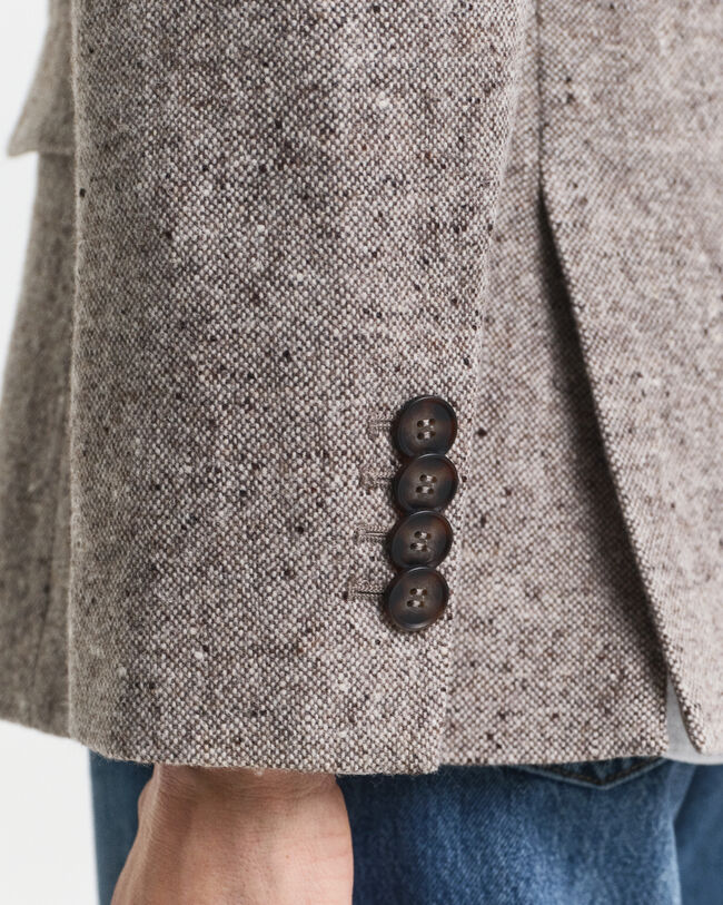 Regular fit ‑mitoitettu kohopintainen villakangasbleiseri