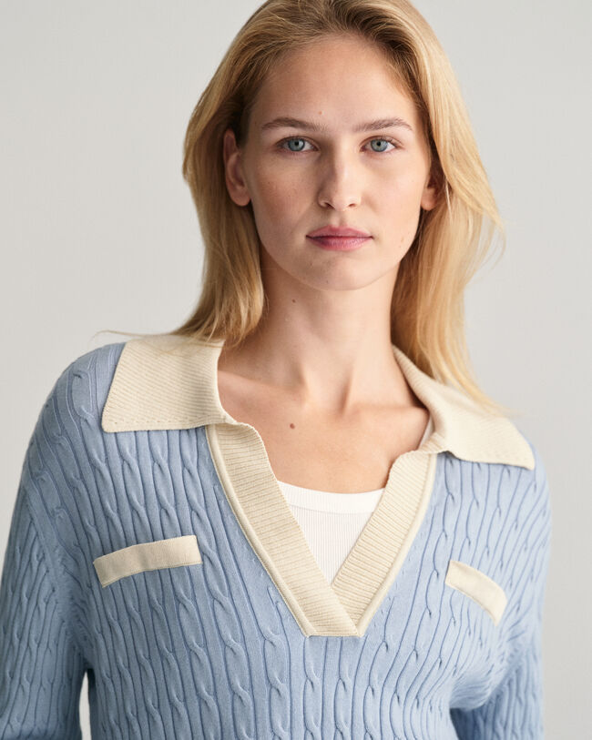 Palmikkokuvioitu pikeeneulepusero