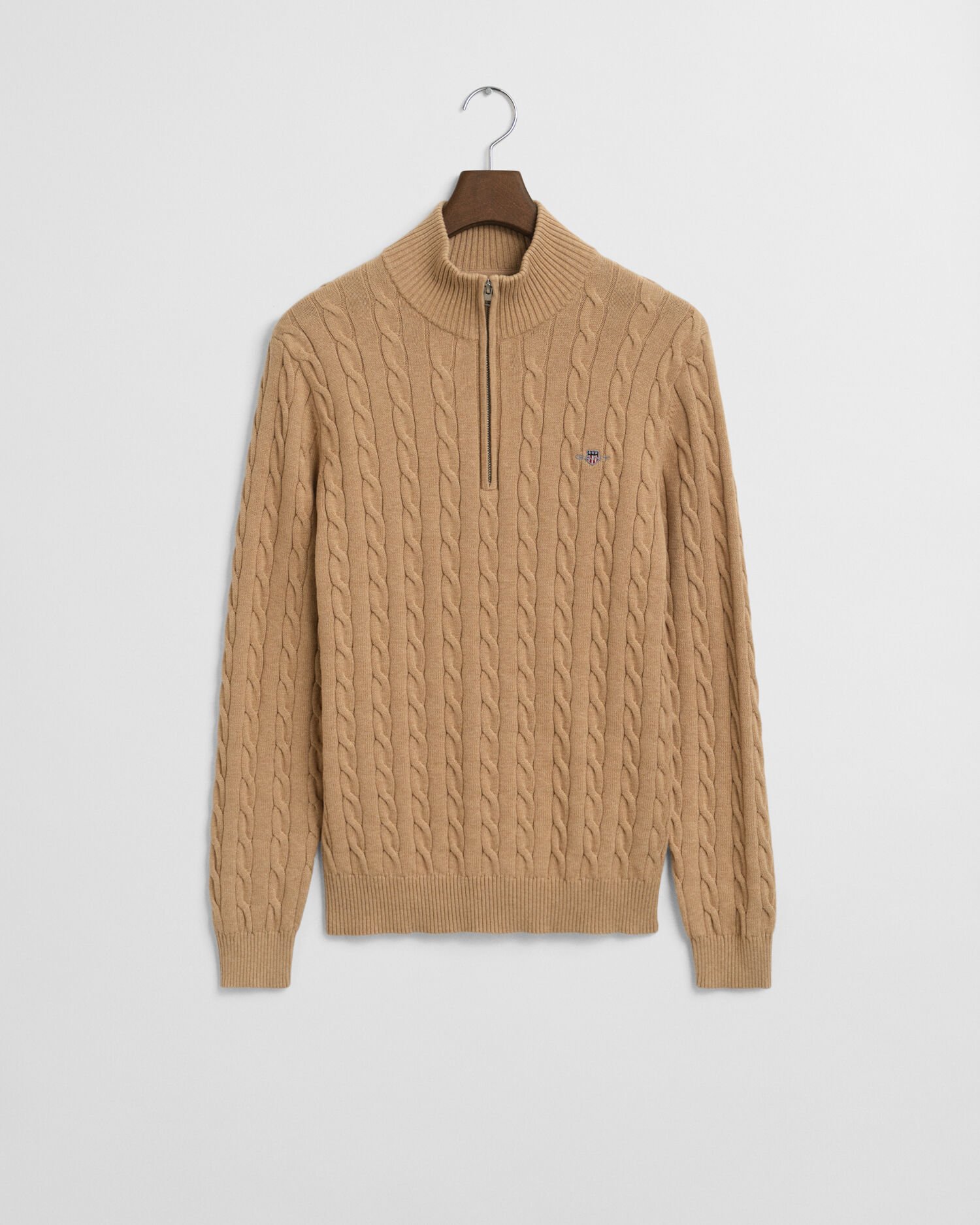 Puuvillainen palmikkoneule, vetoketjukaulus