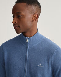 Puuvillainen pikeeneuletakki puolivetoketjulla