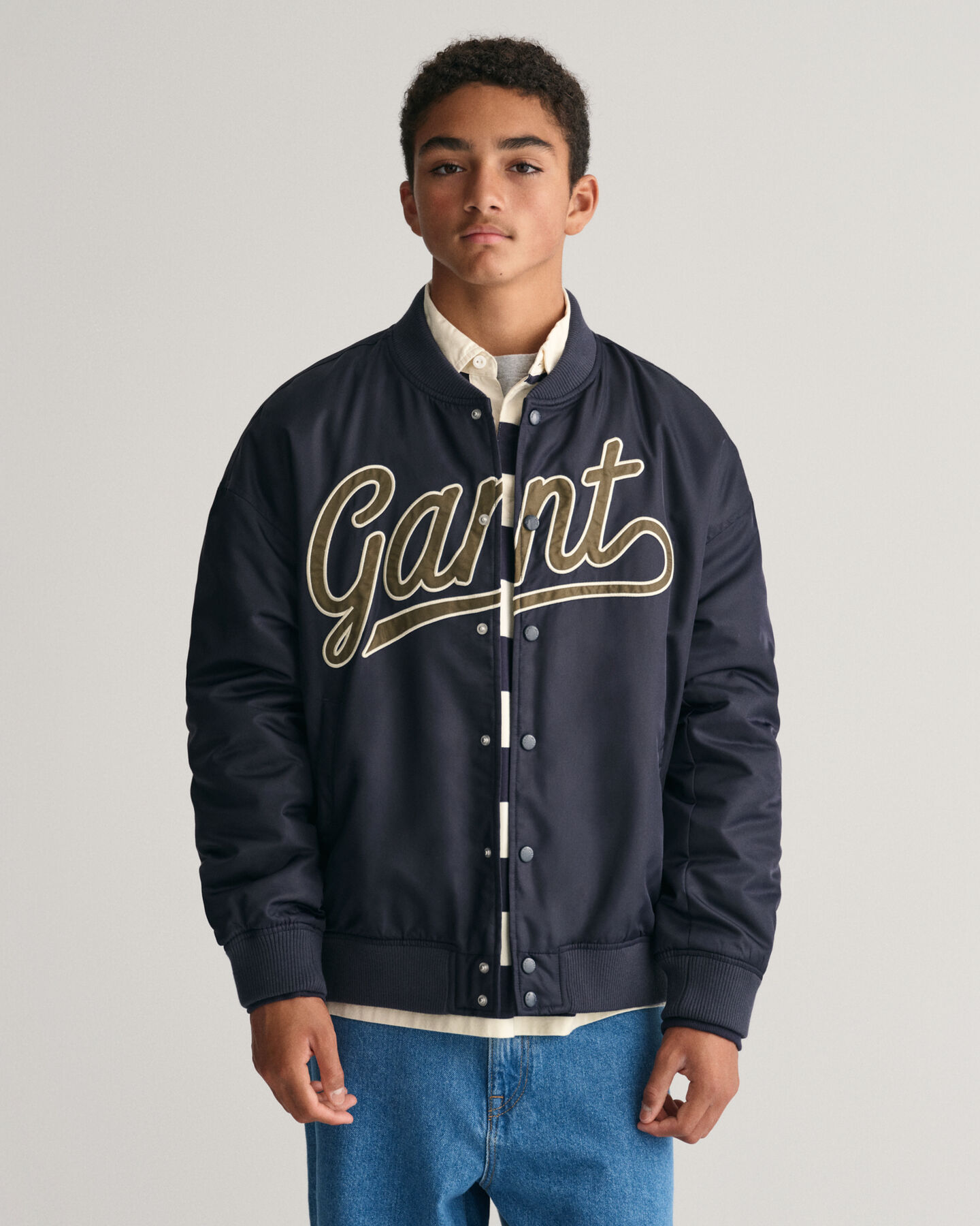 Teens-malliston Script Graphic Varsity Jacket ‑takki
