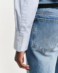 Regular fit ‑mitoitettu raidallinen röyhelöpaita