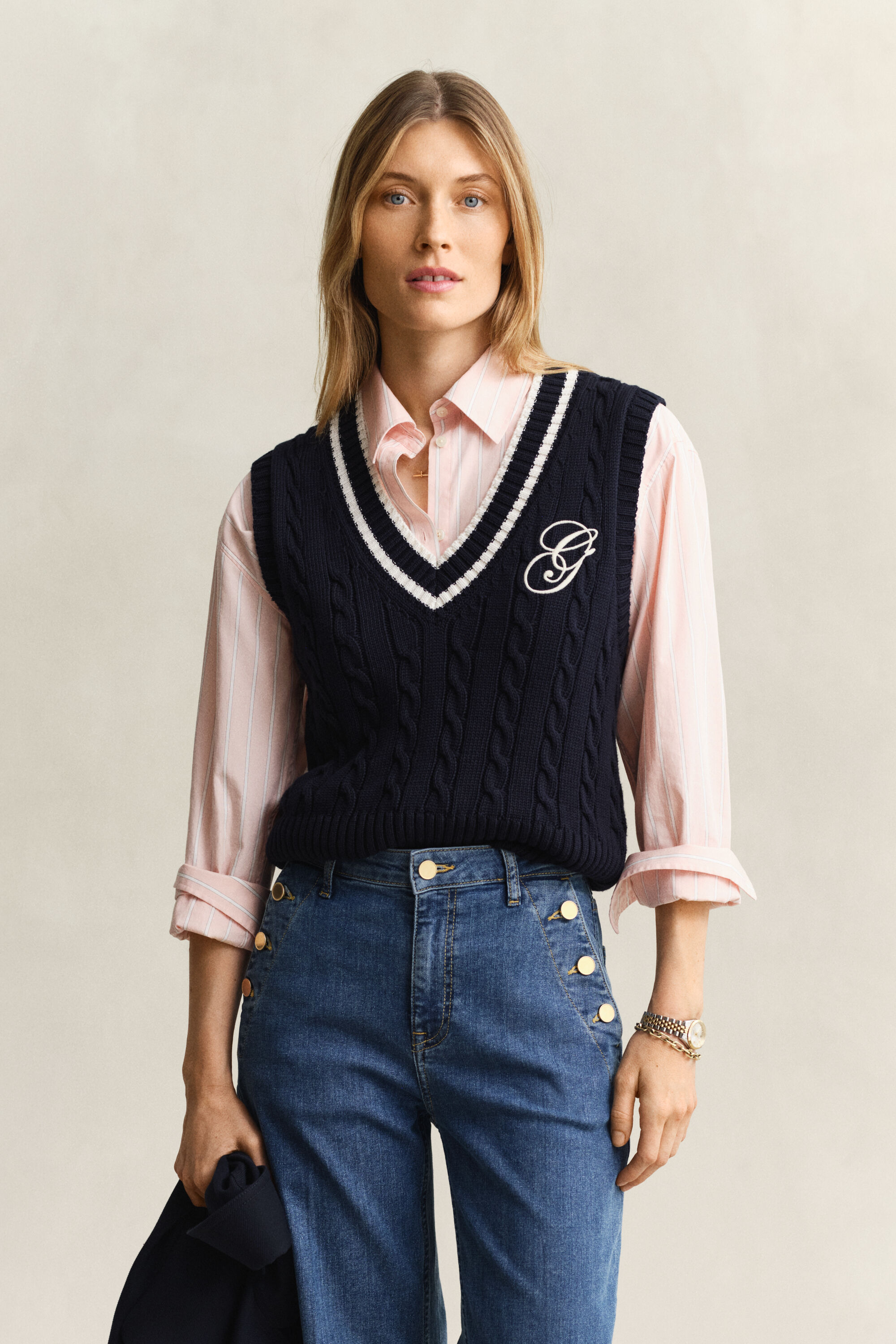 Puuvillainen palmikkoneuleliivi