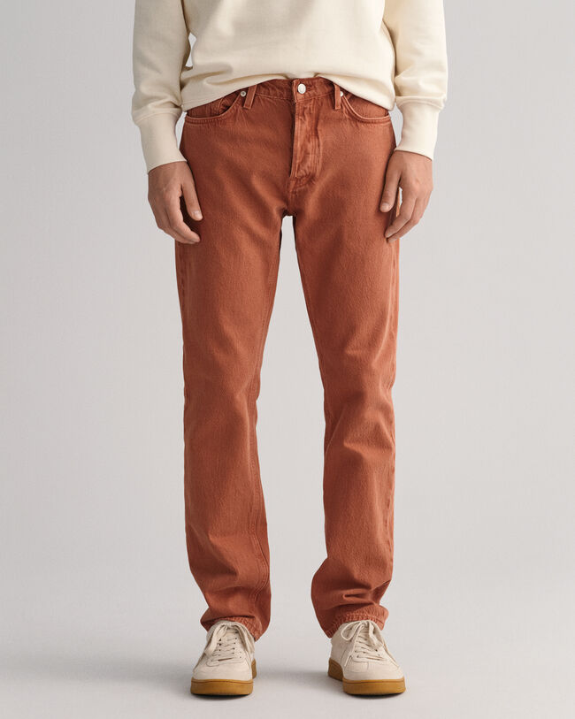 V&auml;rilliset regular fit ‑mitoitetut Arley-farkut