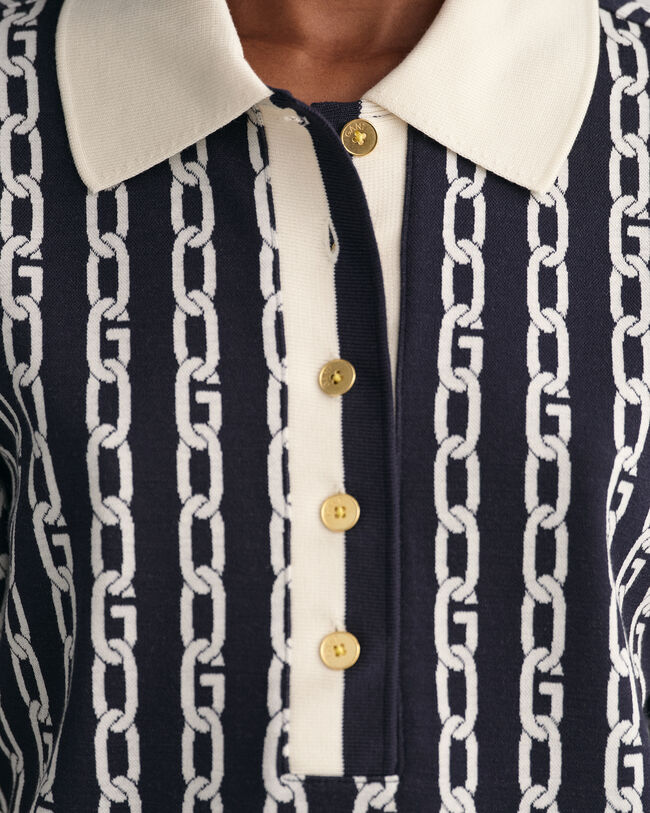 Puolipitkill&auml; hihoilla varustettu Chain-jakardipikeepaita