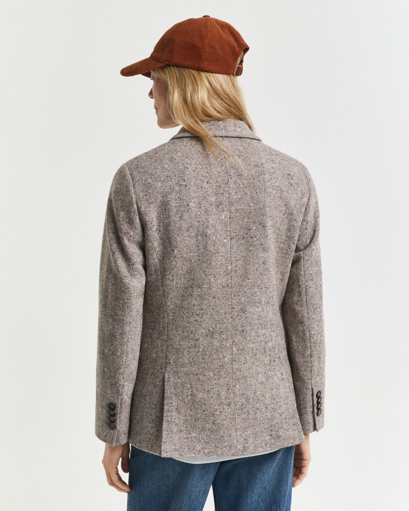 Regular fit ‑mitoitettu kohopintainen villakangasbleiseri