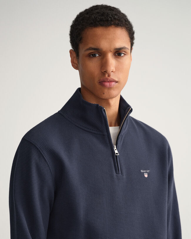 Vohvelikuvioinen puolivetoketjullinen collegepaita