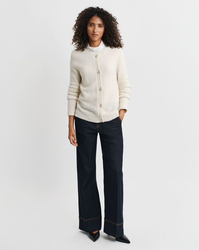 Bukleeneuletakki, pyöreä pääntie