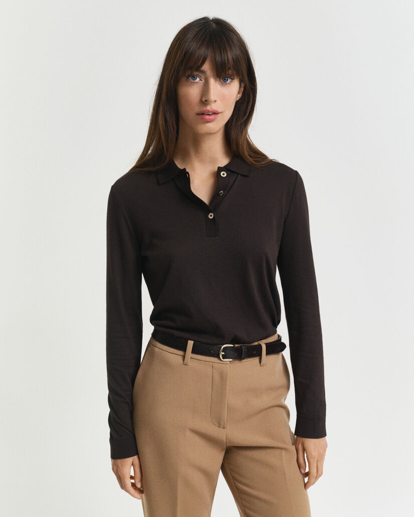 Saumaton pitk&auml;hihainen napitettu pikeepaita