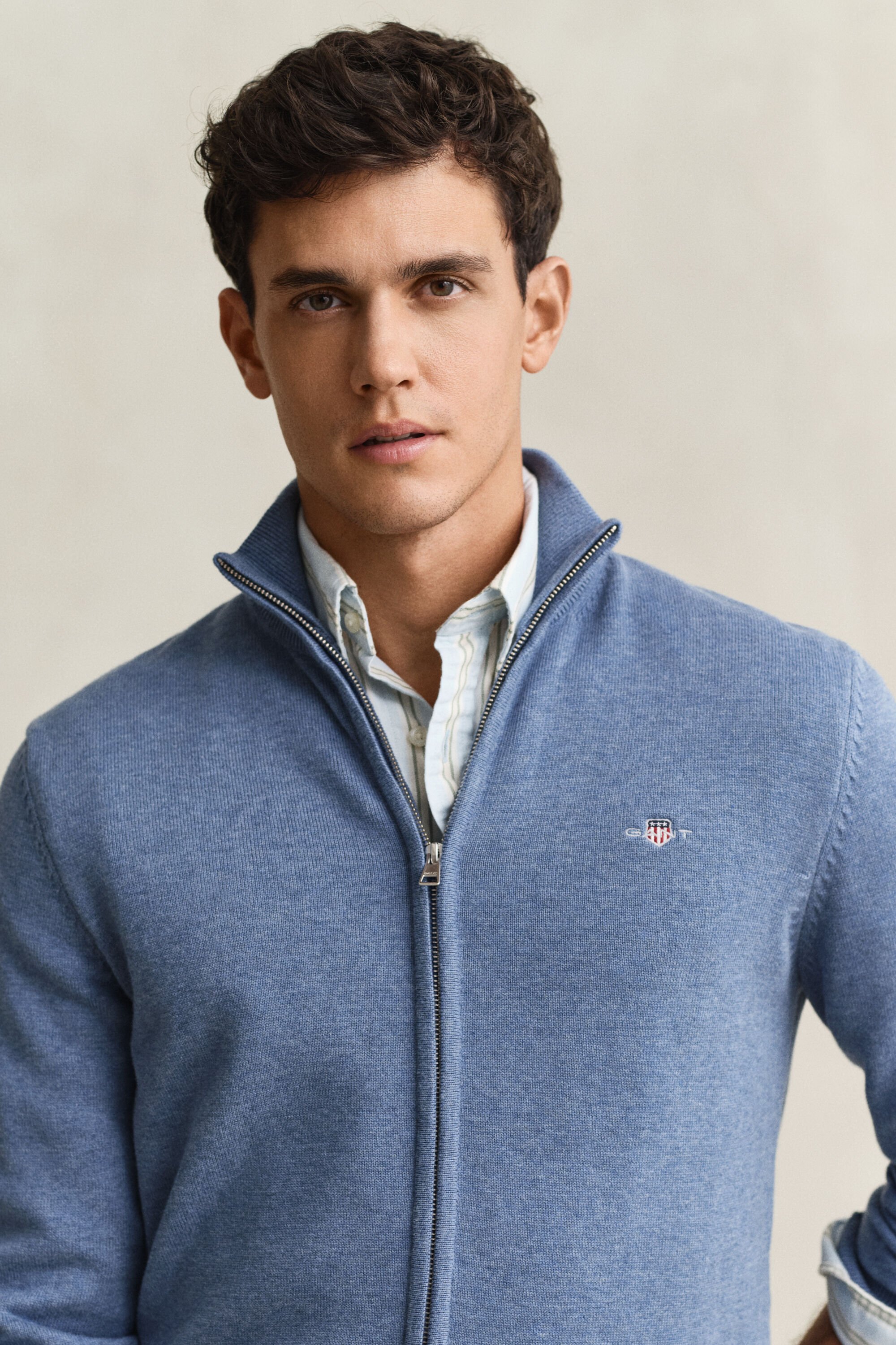 Vetoketjullinen Casual-puuvillaneuletakki