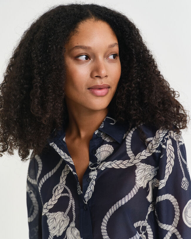 Regular fit ‑mitoitettu Sailing-printtipaita puuvilla-silkkiä