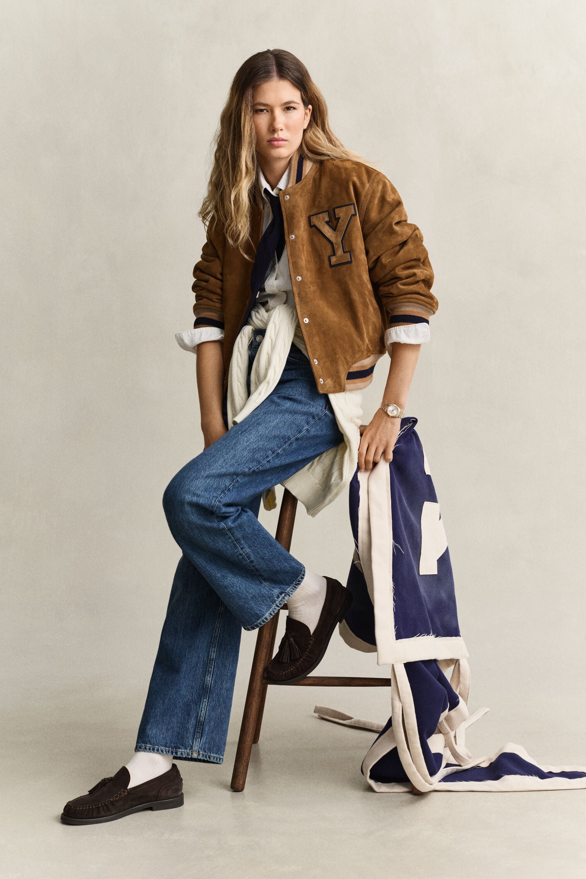 Gant x Yale Varsity Jacket ‑mokkanahkatakki