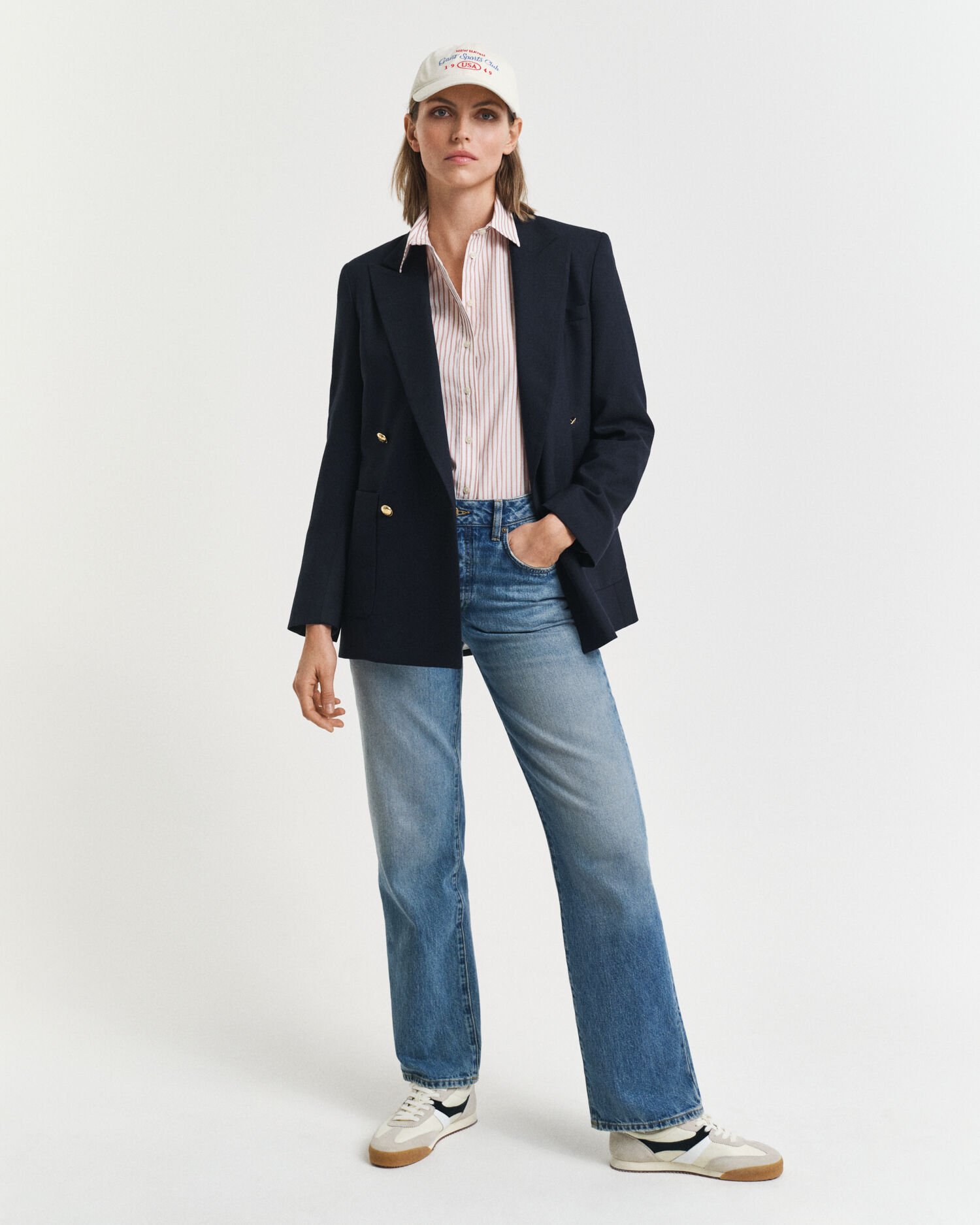 Regular fit ‑mitoitettu klassinen popliiniraitapaita