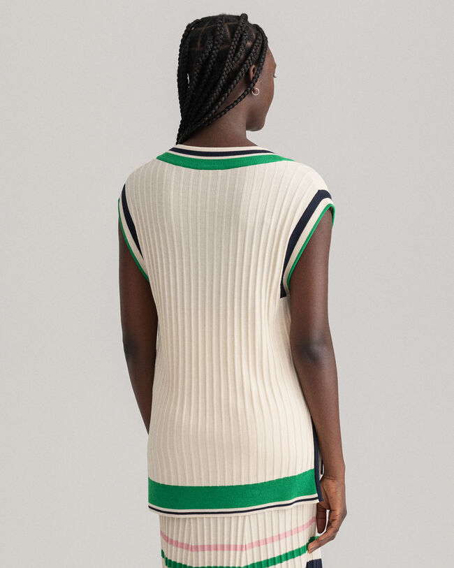 Raidallinen ribbineuleliivi