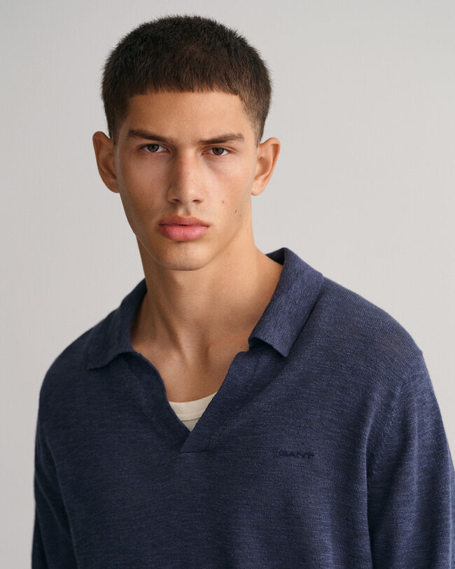 Puuvilla-pellavainen pikeeneulepusero