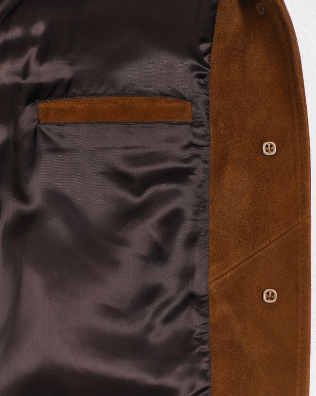 Relaxed fit ‑mitoitettu mokkanahkableiseri