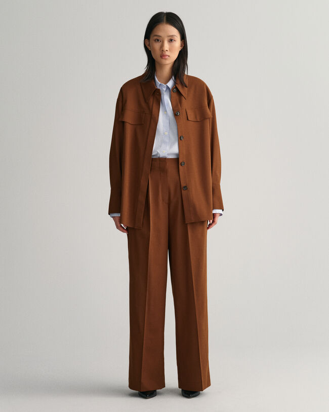 Korkeavyötäröiset leveälahkeiset laskoshousut