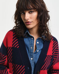 Buffalo Checked ‑neuletakki, v‑pääntie