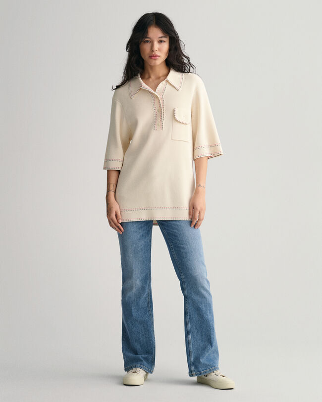 Lyhythihainen pikeeneulepusero