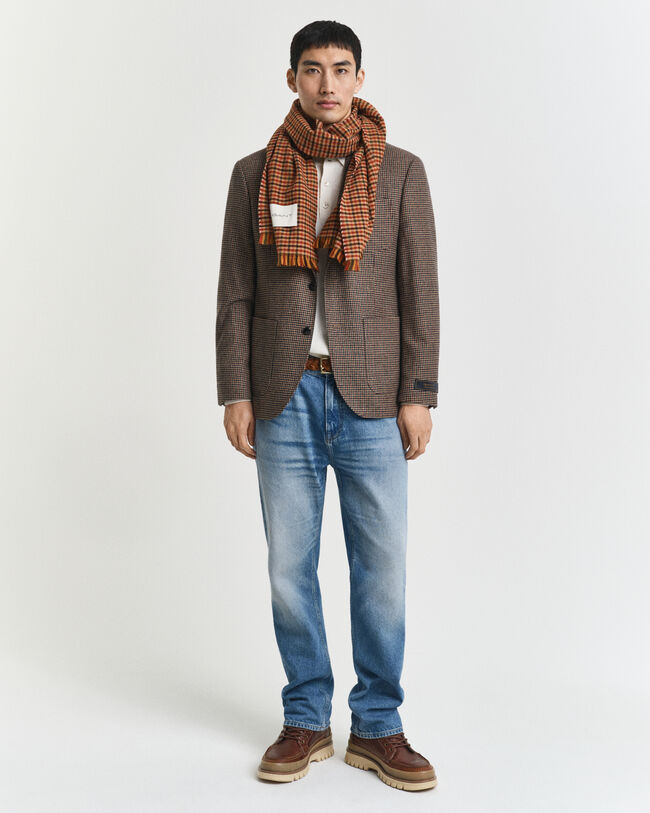 Slim fit ‑mitoitettu kukonaskelruutuinen bleiseri