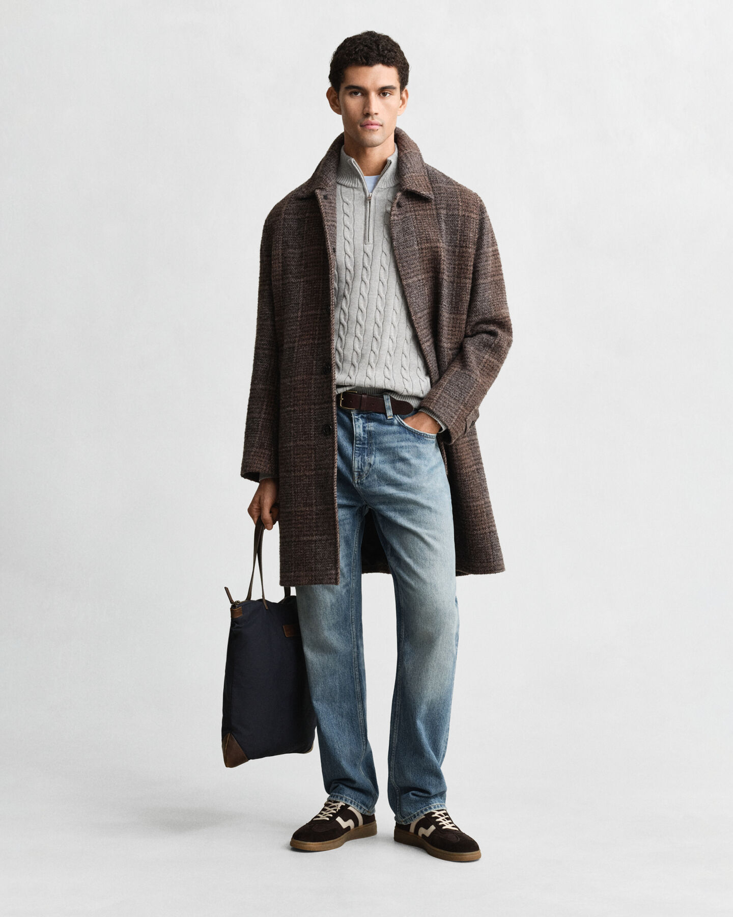 Puuvillainen palmikkoneule, vetoketjukaulus