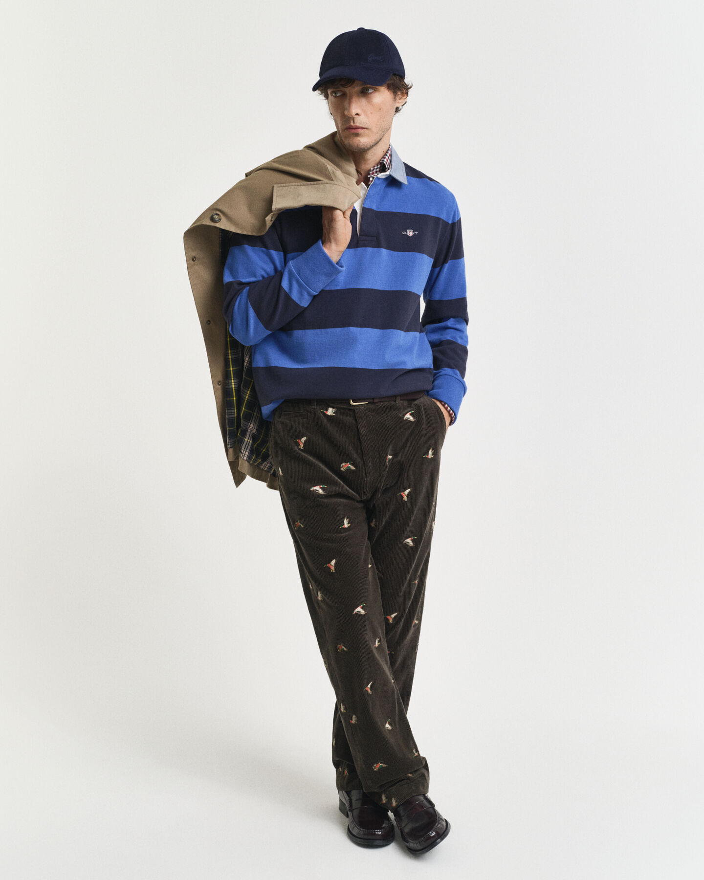 Raidallinen Heavy Rugger ‑paita chambray-kauluksella