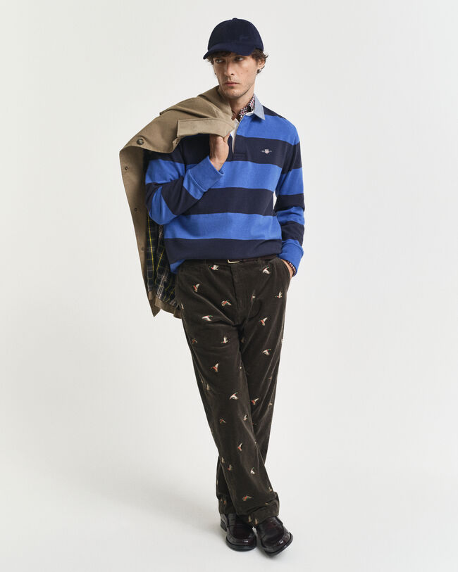 Raidallinen Heavy Rugger ‑paita chambray-kauluksella