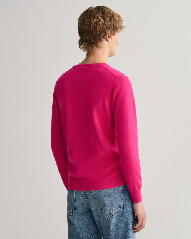 Classic-puuvillaneulepusero, v-p&auml;&auml;ntie