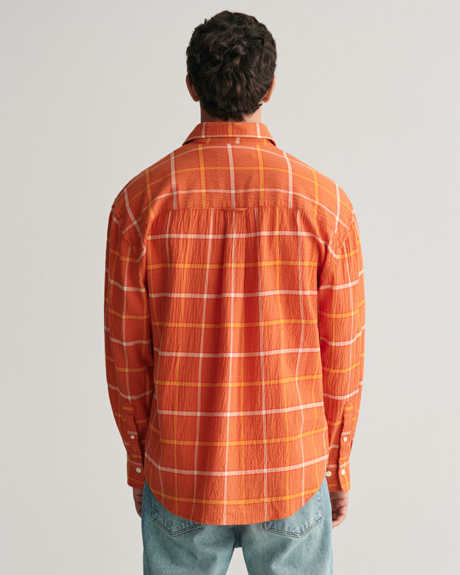 Oversized fit ‑mitoitettu kohopintainen ruutupaita