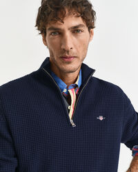 Kohopintainen puuvillaneulepusero, vetoketjukaulus